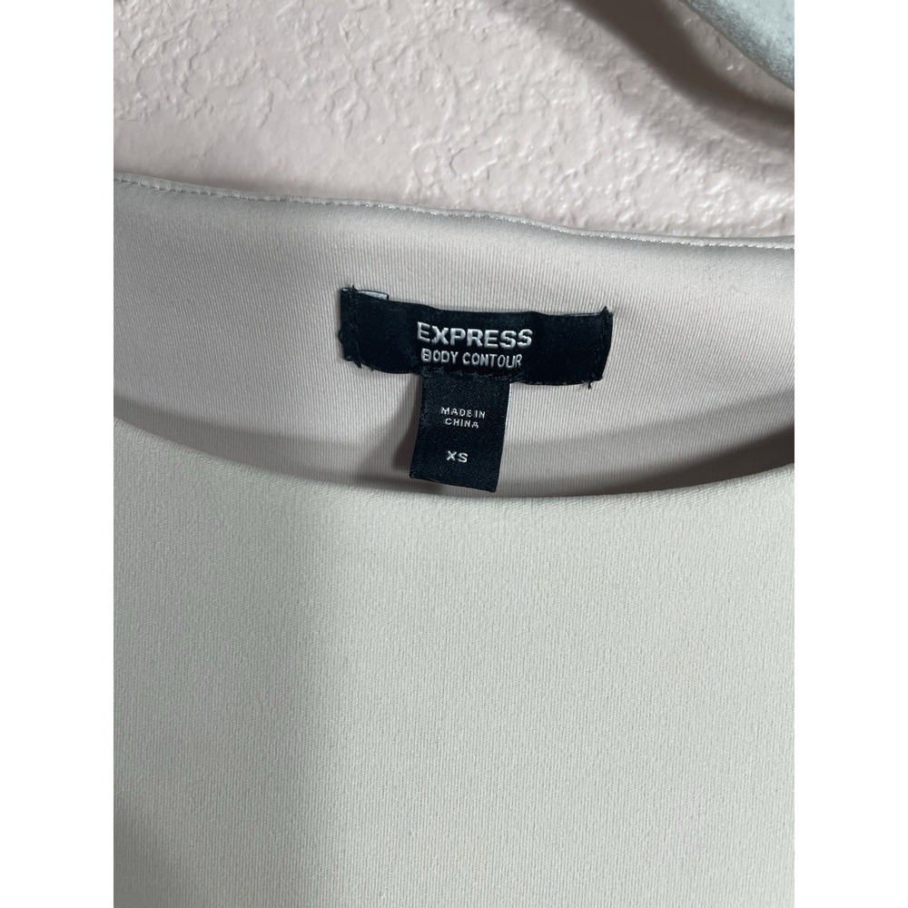Express Body Contour Tank Top XS Beige Sleeveless Stretch Fitted Basic - Picture 2 of 8
